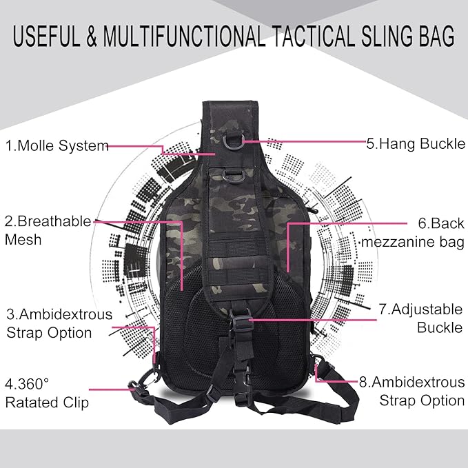 HAOMUK Tactical Sling Bag Pack Military Rover Shoulder Sling Backpack EDC Molle Assault Range Bag