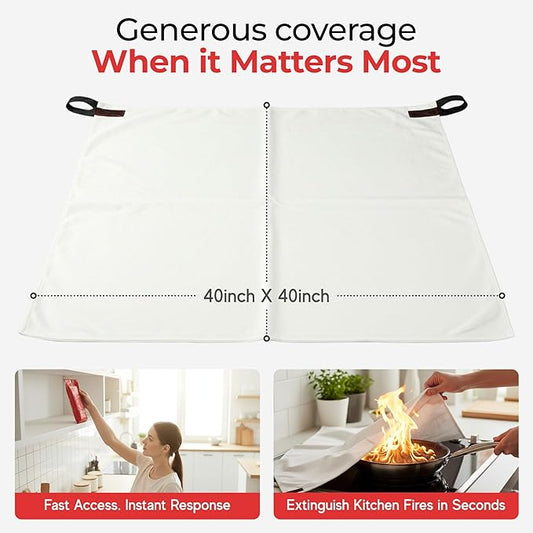 Sierra Madre Emergency Fire Blanket for Home and Kitchen – 100% Fiberglass Fire Suppression Blanket (40x40) for Car, Office & Camping – Instantly Smothers Flames – Lightweight & Reusable (Pack of 1)