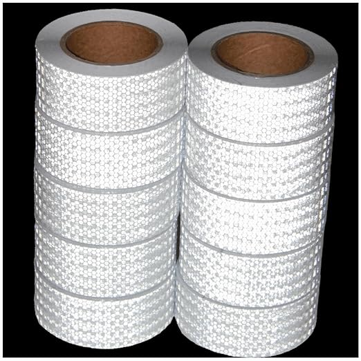 White Reflective Tape Outdoor Waterproof 2 inch Wide for Cars, High Visibility Safety Warning Adhesive Strips (66 feet, 10 Rolls)