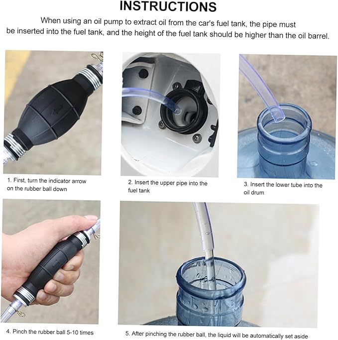 Manual Fuel Transfer Pump with Petrol Resistant Hose Multi Use Siphon Hand Pump for Gasoline Oil Water Lightweight High Toughness Leak Resistant Fluid Extractor for Emergency Gas