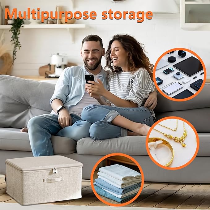 Locking Adult Game Toy Storage Organizer Lock Box Toy Storage Bins Women and Men Game Toys Storage Bags with 2 Drawstring Bags, Large capacity 15 x 10 x 6.3 Inches