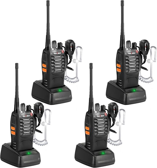 MT-8S Walkie Talkies Long Range for Adults, Radios Walkie Talkies with Conduit Earpiece, Flashlight, 2 Way Radio with Rechargeable Battery, Two Way Radio for Family, Camping, School, Church（4 Pack）