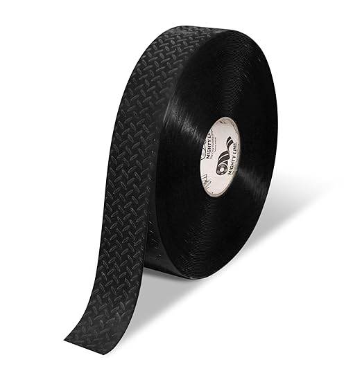 Mighty Line 2" Anti-Slip Solid Color Floor Marking Tape for Safety, Caution, Warning, Flooring, Heavy-Duty, Peel and Stick, Adhesive, Industrial Quality, 100' Roll, Black