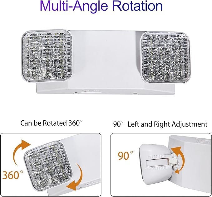 CM MZY Emergency Lights with Battery Backup,Commercial Emergency Light,Two Adjustable LED Light Head Emergency Lighting Fixtures,120V/277V AC, UL Certified,4 Pack