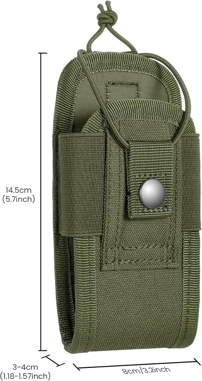 Tactical Radio Holder Radio Holster Molle Radio Pouch Universal Radio Case Military Heavy Duty Radio Bag for Police Firefighter Two Ways Walkie Talkies Vest (Army green-small)