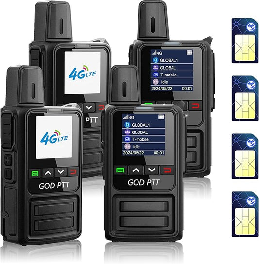 Global Rapid Walkie Talkies【Lifetime Free】, Unlimited Range 4G LTE PoC (Push-to-Talk Over Cellular) Radios, Nationwide PTT Two Way Radios, Long Distance for Family, Logistics, Company with SIM Card
