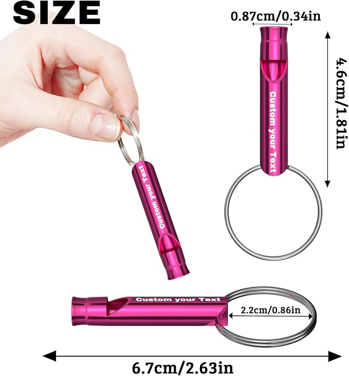 20 Pcs Custom Emergency Whistles with Keychains, Personalized Loud Safety Survival Whistle Engraved with Name/Text, Bulk Whistles for Outdoor Sports, Camping, Hiking, Boating, Hunting