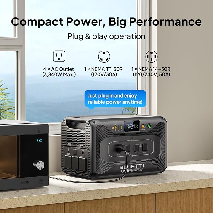 BLUETTI Apex 300 Portable Power Station & B500K Expansion Battery, 7884.8Wh LFP Battery Backup with 6 3840W AC Outlets (7680W Surge), 120V/240V Dual Voltage Output, for Home, RV and Emergencies