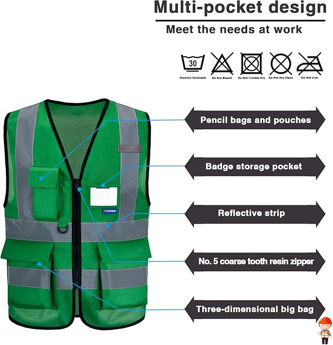 3xl green safety vests reflective