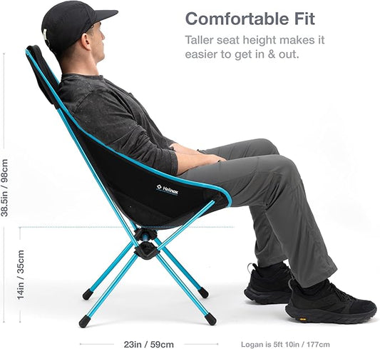 Helinox Sunset Chair Lightweight High-Back Collapsible Camping Chair Forest Green, 3.4Ibs Outdoor Chairs, Picnic Chair, Portable Camping Chair, with Side Pockets