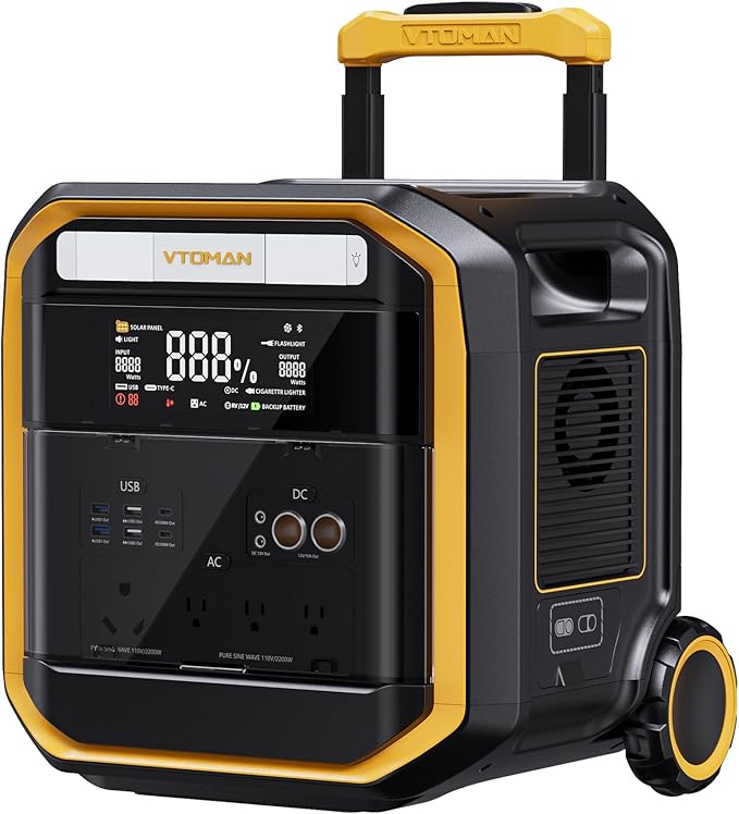 VTOMAN FlashSpeed Pro 3600 Portable Power Station, 3600W 2816Wh Solar Generator with 2Hr Fast Charge, UPS Home Backup & Outdoor Power for Camping, RV, Power Outage, Emergencies (with Wheels)
