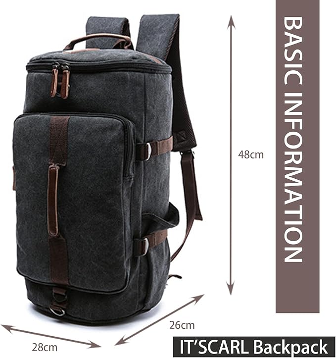 IT'SCARL Large backpack for men, Backpack for travel, Mens backpack,Waterproof, Carry on, Big bag, Short distance business trip work bag (black)