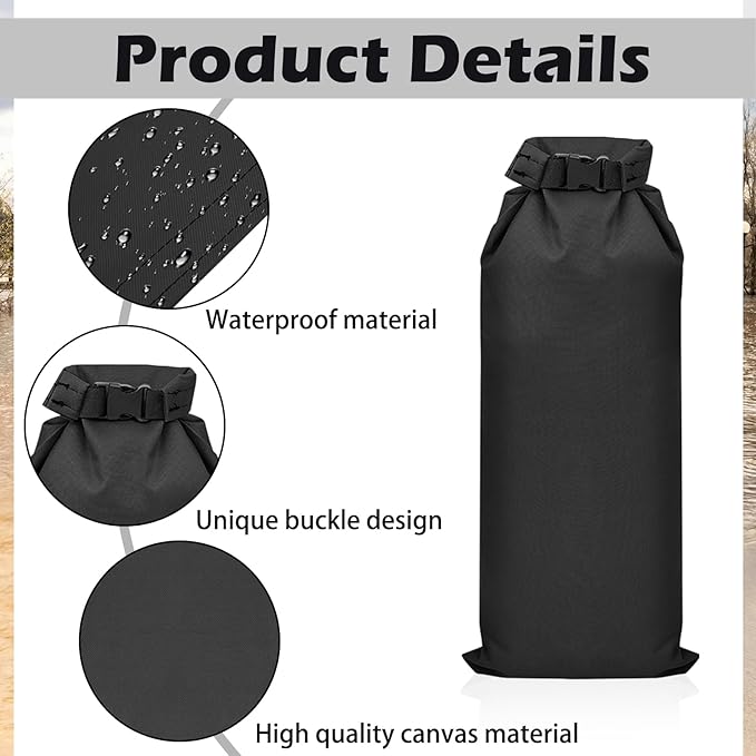 8 Pcs Flood Water Sand Bags Waterproof Sandbags Barrier Reusable Sand Bags with Insert Buckle Flood Protection for Home Door Window Basement Garage Rain Water Control, 28 x 11 Inch(Black)