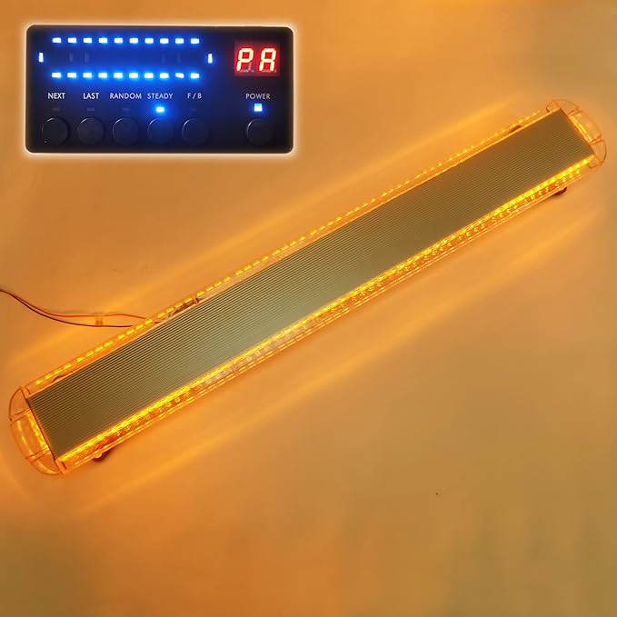 CFLMYYXGS 63" 120 LED Amber Emergency Warning Light Bar 12V-24V Strobe Flashing Beacon Light for Recovery Rescue Wreckers Tow Trucks Emergency Vehicles Snowplows Cranes Construction Vehicles Use