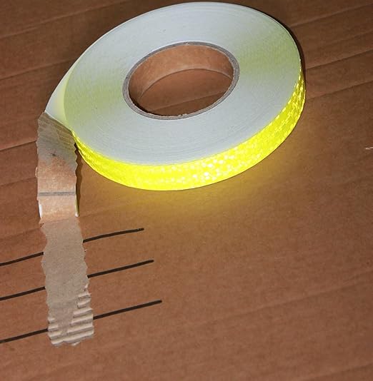 Fluorescent Yellow Reflective Tape Outdoor Waterproof 1 inch, High Visibility Hazard Conspicuity Safety Industrial Marking Tape (166 feet)
