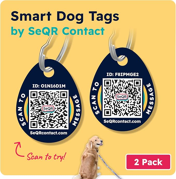 Smart Dog Cat Tag - Custom QR Code Pet ID, Durable Acrylic, 2 Pack, Round, No Subscription Fees