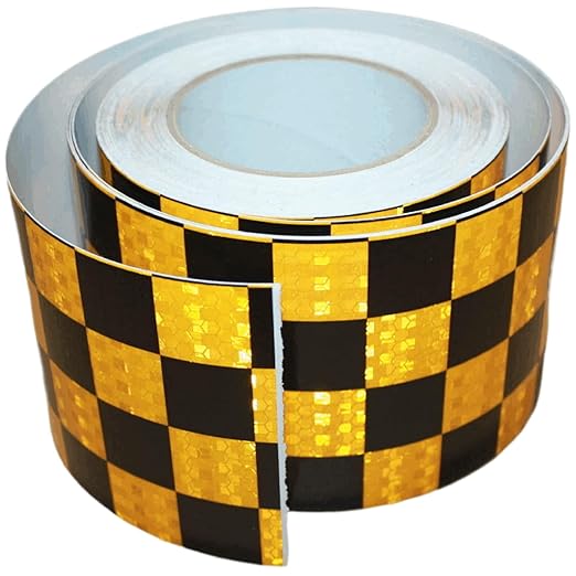 Reflective Tape Yellow Black 4 inch Wide for Truck, Outdoor Waterproof High Visibility Safety Warning Adhesive Strips (66 feet)