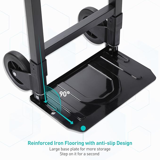 RedSwing Dolly Cart Folding Hand Truck, Portable Convertible Dolly Heavy Duty, Foldable Collapsible Cart for Moving Luggages, Warehouse, Office, Home, 180Lbs Load Capacity