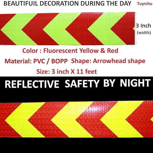 Reflective Tape Outdoor Waterproof 3 inch, High Visibility Hazard Conspicuity Warning Industrial Marking Tape (11 feet)