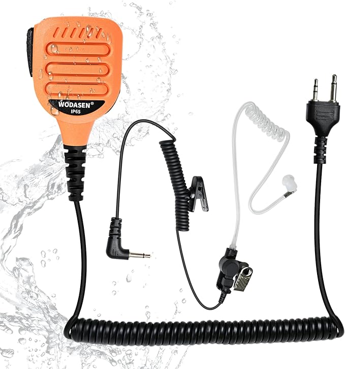 WODASEN Speaker Mic Walkie Talkie Handheld Microphone Shoulder Lapel Mics for GXT LXT GXT1000VP4 GXT1000 LXT500VP3 GXT1050VP4 LXT600 AVPH10 GMRS FRS X-Talker Radio (128-Orange)