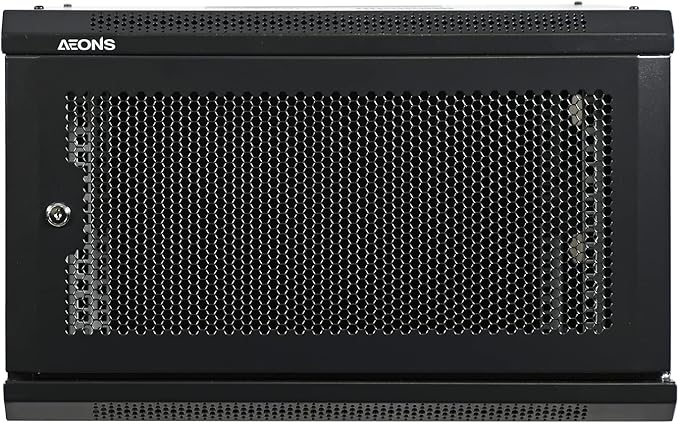 6U Professional Wall Mount Network Server Cabinet Enclosure 19-Inch Server Network Rack Meshed Door Mid-Depth Black