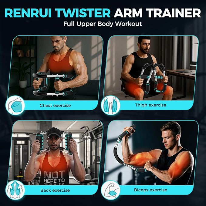 Twister Arm Trainer, Adjustable 5 Resistance Levels (40-130 lbs) Chest & Arm Workout Equipment for Men & Women, Ergonomic Home Gym Strength Trainer with Anti-Slip Handles & Carry Bag