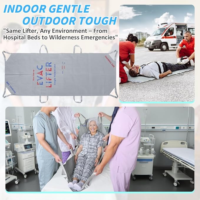 Disposable Evacuation Stretcher – Single Patient Use Soft Litter, Lightweight Non-Woven Fabric, Portable Emergency Patient Transport Aid for Hospital, EMS, Stair & Outdoor Rescue, Max Load 330 lbs