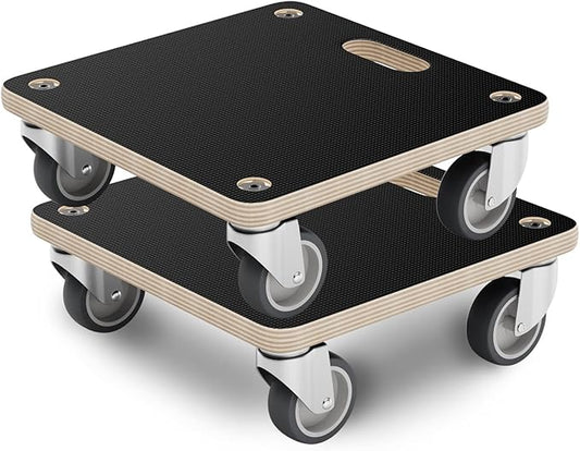 Furniture Mover Dolly Portable Wood Rolling Mover for Heavy Furniture Sofa Cabinet Refrigerator, with 4 360° Rotatable Rubber Universal Wheels, 550 Lbs Capacity, Black (2 packs)