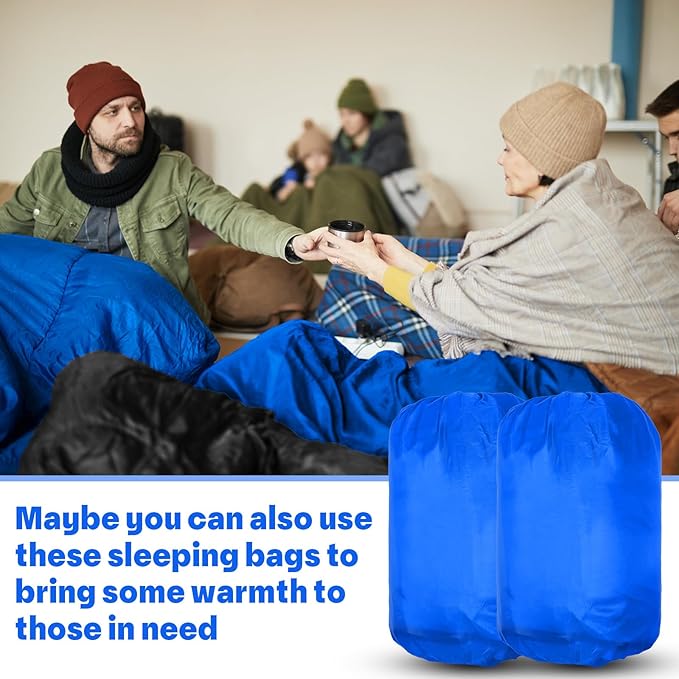 Macarrie 6 Pack Bulk Sleeping Bags for Homeless Donation, 0 Degree Waterproof Sleeping Bags with Compression Sack for Adults Winter Cold Weather Care Camping Hiking Emergency
