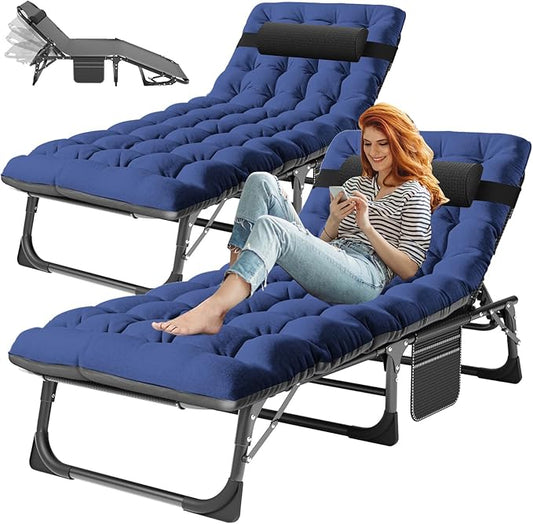 ABORON Patio Lounge Chair, Folding Guest Bed Cot for Adults, 500LB Heavy-Duty Capacity, Portable Extra Bed with Comfort Mat, Quick Fold Design for Indoor Guest Stays & Temporary Use