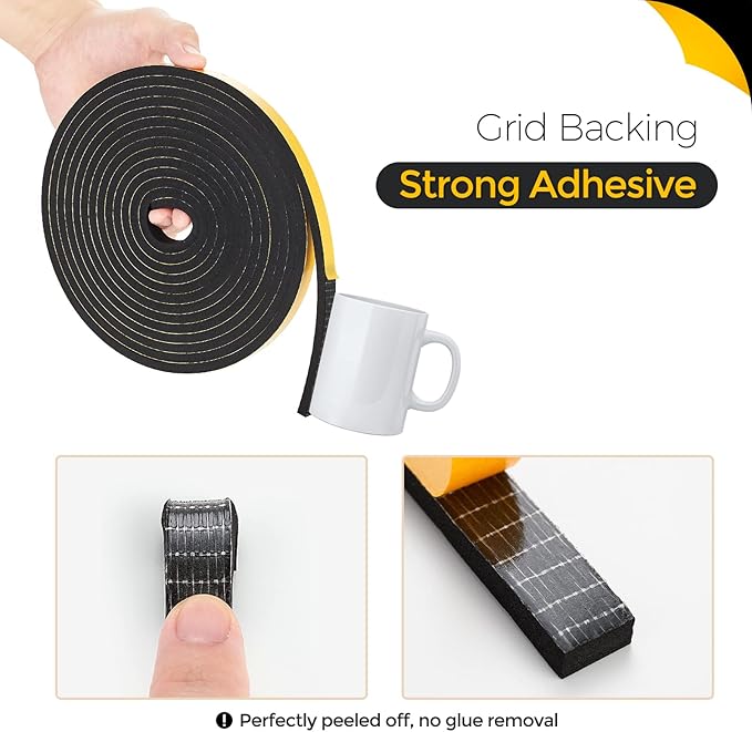 10 Feet Weather Stripping Door Seal, 4" Wide X 1/16" Thick Door Seal Strip High Density Foam Tape Adhesive Strip for Door Soundproofing,Window Insulation (4" x 1/16" x 10FT,Black)