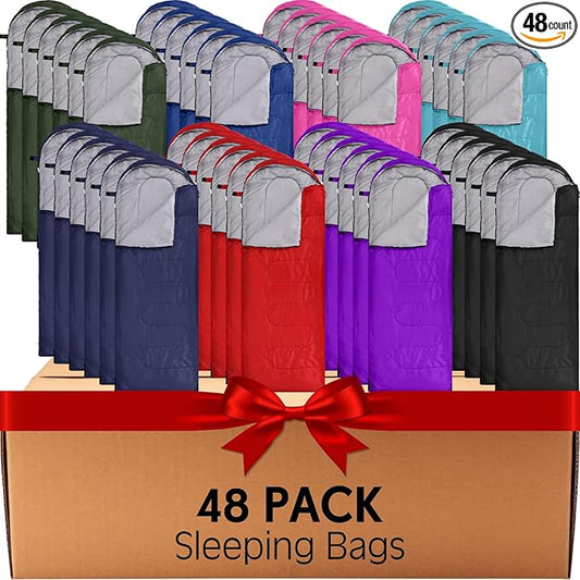Macarrie 48 Pcs Winter Sleeping Bags Bulk for Adults Homeless 4 Season Warm Cold Weather Sleeping Bags with Compression Sack Lightweight Portable Waterproof for Donation Hiking Outdoor