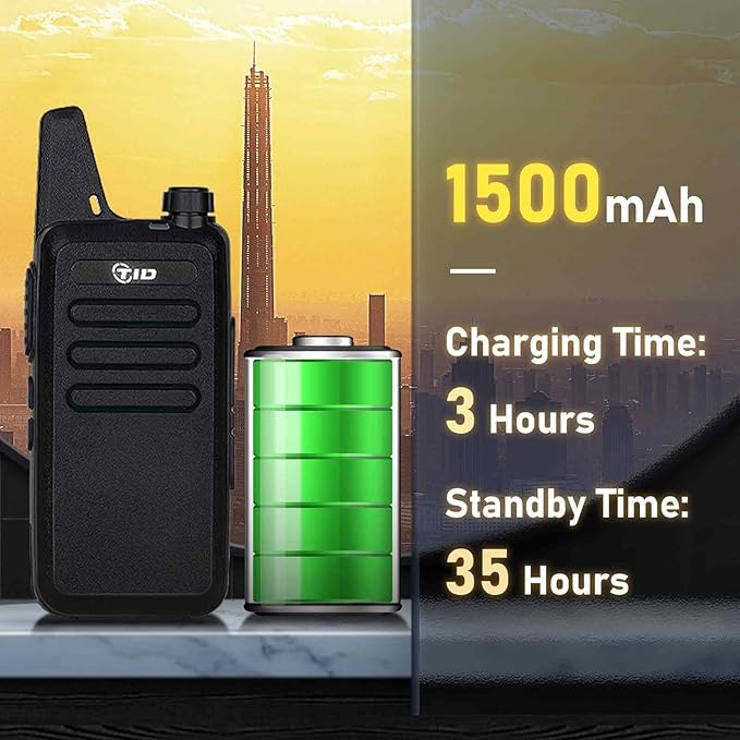 TIDRADIO TD-M8s Long Range Walkie Talkies for Adults with 4 Earpieces and 8 Batteries, Portable 22 Channels FRS Two-Way Radios, Mini Compact for Hotel Church School Retail Restaurant (4 Pack)