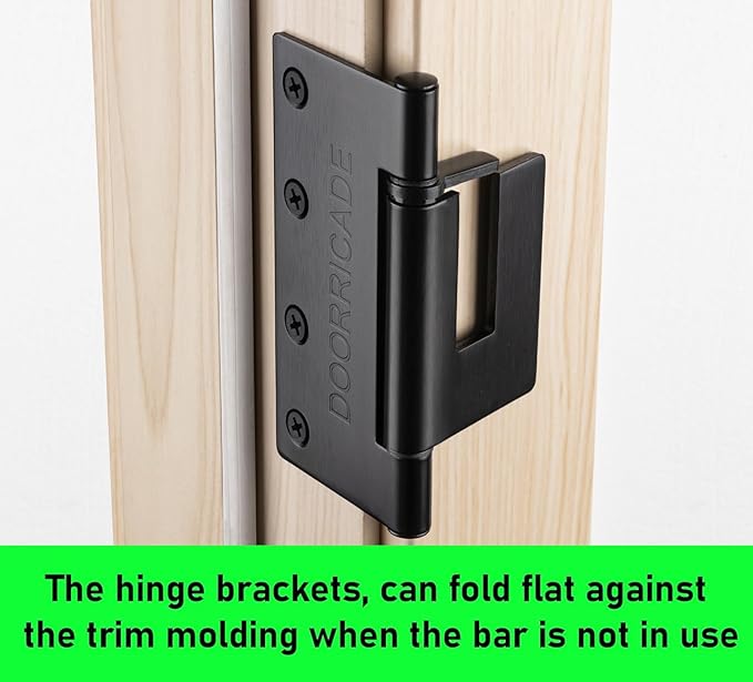 Door Security Bar-by Doorricade-Secure The Entire Width of Your Inward Opening Front Door-Safe Room. Fits Doors 33"-36" Wide-Black Edition.