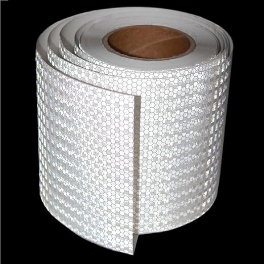 White Non Fading Reflective Tape Outdoor Waterproof 6 inch Wide for Truck, High Visibility Safety Adhesive Stickers (66 feet)
