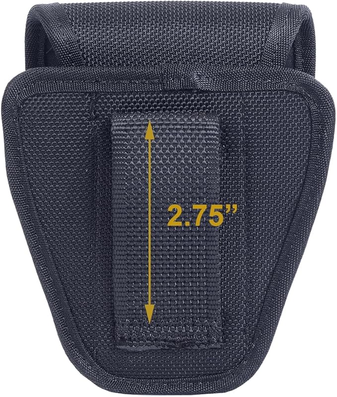 TAFTACFR Molded Single Handcuff Pouch Case for Duty Belt, Law Enforcement Holder With Removable Top Cover and Hidden Snap