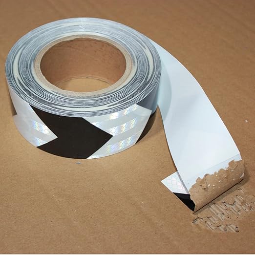 Reflective Tape Black and White 2 inch Wide for Cars, Outdoor Waterproof High Visibility Safety Warning Adhesive Strips (166 feet)
