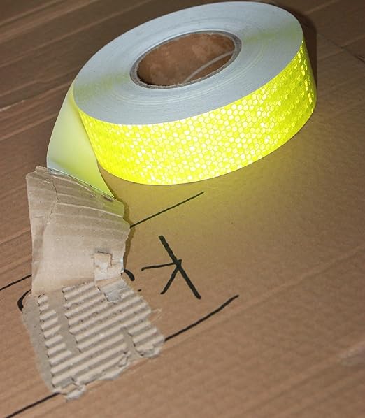 Fluorescent Yellow Reflective Tape 2 inch Wide, Outdoor Waterproof Hazard Conspicuity Warning Industrial Marking Tape (166 feet)