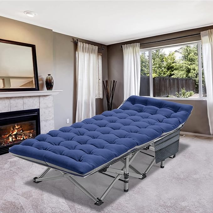 ABORON Heavy-Duty Folding Guest Bed for Adults, 500lb Capacity, Portable Extra Cot with 1229D Double Layer, Ideal for Indoor Guest Stays & Temporary Home Use