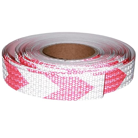 Red White Reflective Tape 1 inch Wide for Trailer, Outdoor Waterproof High Visibility Safety Warning Adhesive Strips (166 feet)