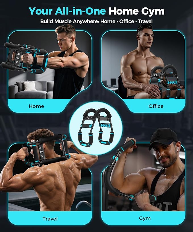 Twister Arm Trainer, Adjustable 5 Resistance Levels (40-130 lbs) Chest & Arm Workout Equipment for Men & Women, Ergonomic Home Gym Strength Trainer with Anti-Slip Handles & Carry Bag