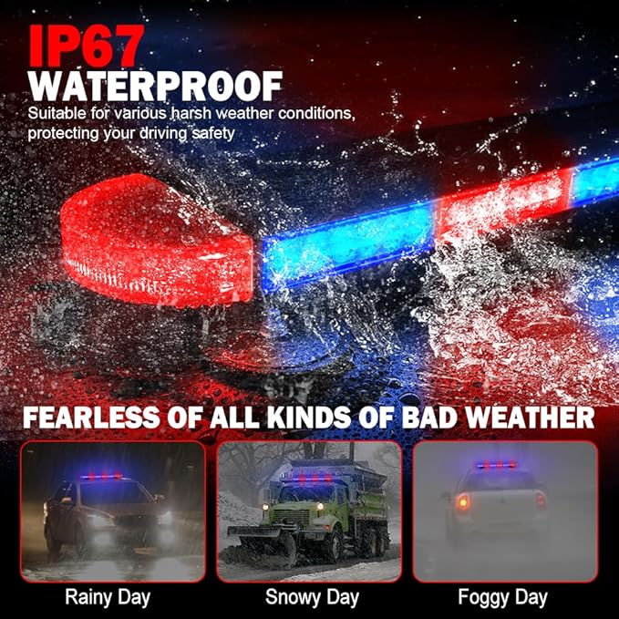 ASPL 31 inch Low Profile Rooftop Emergency Strobe Lights Bar Full Aluminum Flashing Safety Warning Traffic Advisor Lightbar Hazard Snow Plow Light for Trucks Tow Construction Vehicles (Red/Blue)