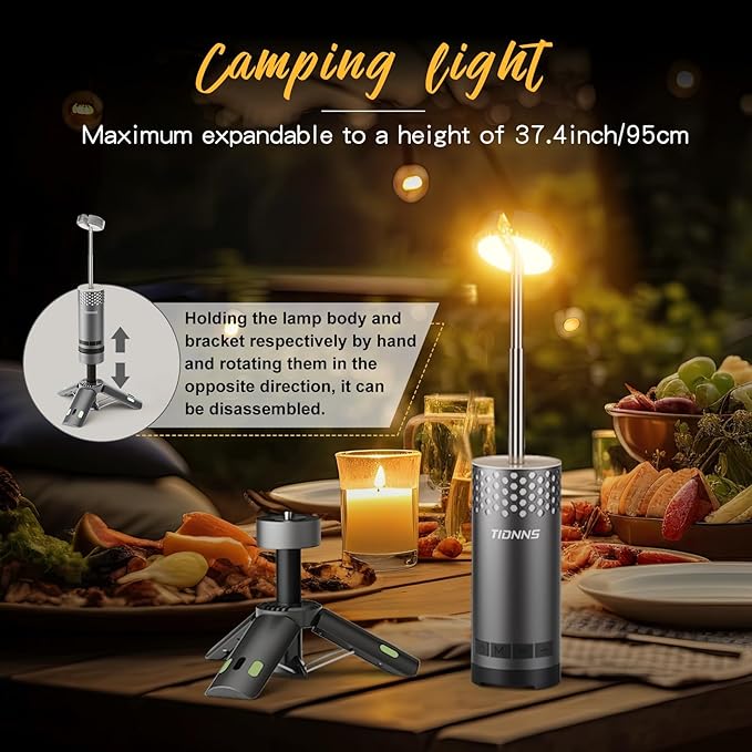 Camping Lights Rechargeable, Detachable Camping Lantern with Stand, Telescopic Waterproof Camp Lamp, Magnetic Work Hanging Light, LED Tent Flashlights for Emergency (Slate Gray Pro)