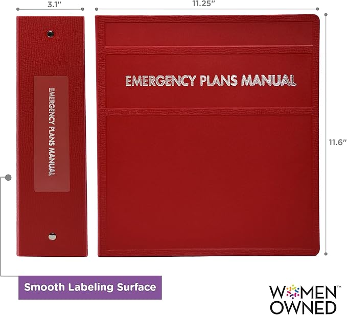 Carstens 3-Inch Heavy Duty Emergency Plans Round Ring Binder – Side Opening, Brick Red, Case of 14, Durable Plastic, No Pockets, Holds 400 Sheets, Made in USA (1730-3RCS)
