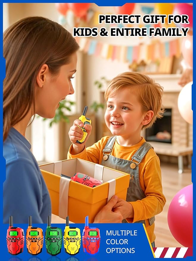 Walkie Talkies for Kids Toys Rechargeable, Long Range 2 Way Radios, Outdoors Park Hiking Road Trip Toys for 3-12 Year Old Boys, Birthday Xmas Gift for Kids, 2 Pack