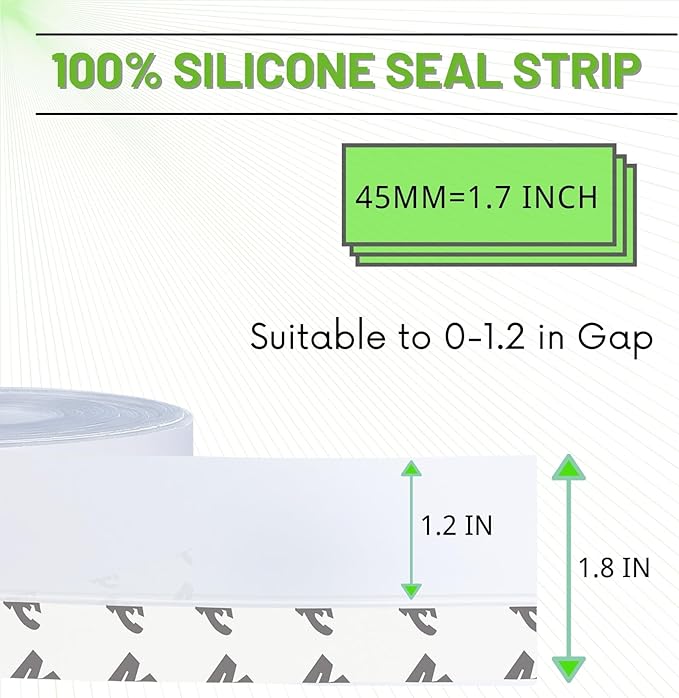 Weather Stripping Silicone Seal Strip, Weather Stripping Door Seal Strip - House and Glass Shower Doors Silicone Sealing for Door and Windows Gaps of Collision and Side, (Transparent) 45MM…