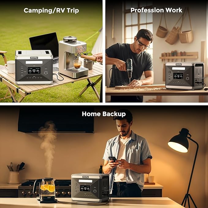 SolarPlay Solar Powered Generator 2400W/2160Wh, for Camping, Home Backup, and Power Outages, Fast Charging LFP Battery, 4 AC Outlets Emergency Q2501 Portable Power Station