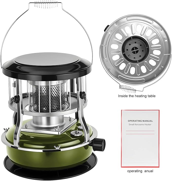 2 in 1 Portable Kerosene Heater Stove Kerosene Heaters for Indoor Use 9000 BTU Non Electric Heaters Indoor Outdoo for Camping Hunting Cooking and Emergency Heater Army Green