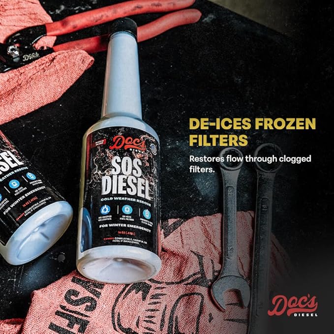 Doc’s SOS Diesel Rescue Emergency Diesel Fuel Additive & Flow Restore Treatment | De-Icer & Anti-Gel for Fuel System Recovery - 12-Pack (192 oz)