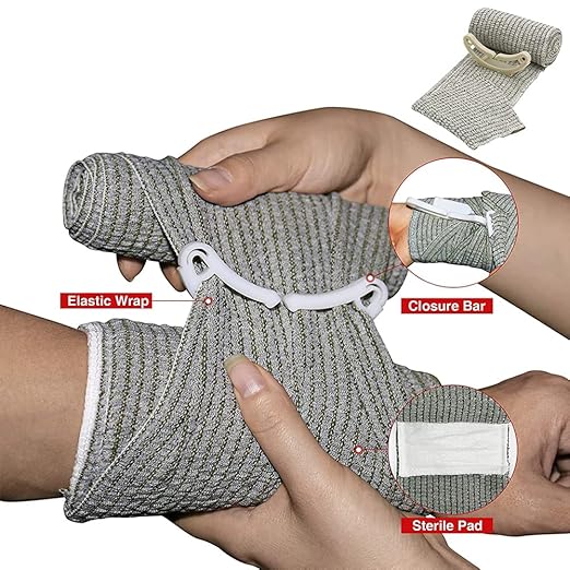 Bleeding Control Pack Feat Med Trauma Kit, Includes Vented Chest Seal x2, Israeli Bandagex2, Adhesive Wound Dressing x5, Emergency Blanket, Bandages, Shears (11 Items)